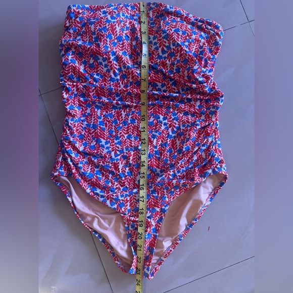 J Crew Factory Pink Floral Printed Strapless One Piece Swimsuit Womens Size M - Picture 9 of 16